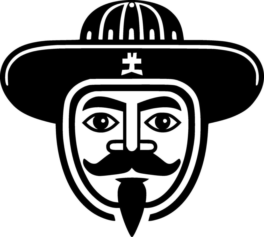 Mexican, Black and White Vector illustration