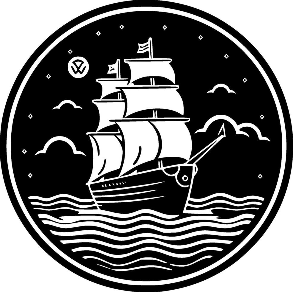 Nautical, Minimalist and Simple Silhouette - Vector illustration