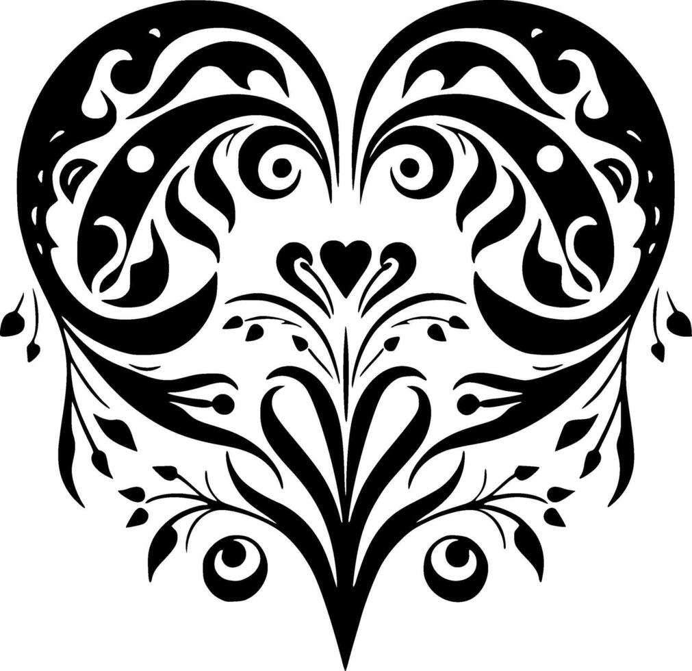 Open Heart, Black and White Vector illustration