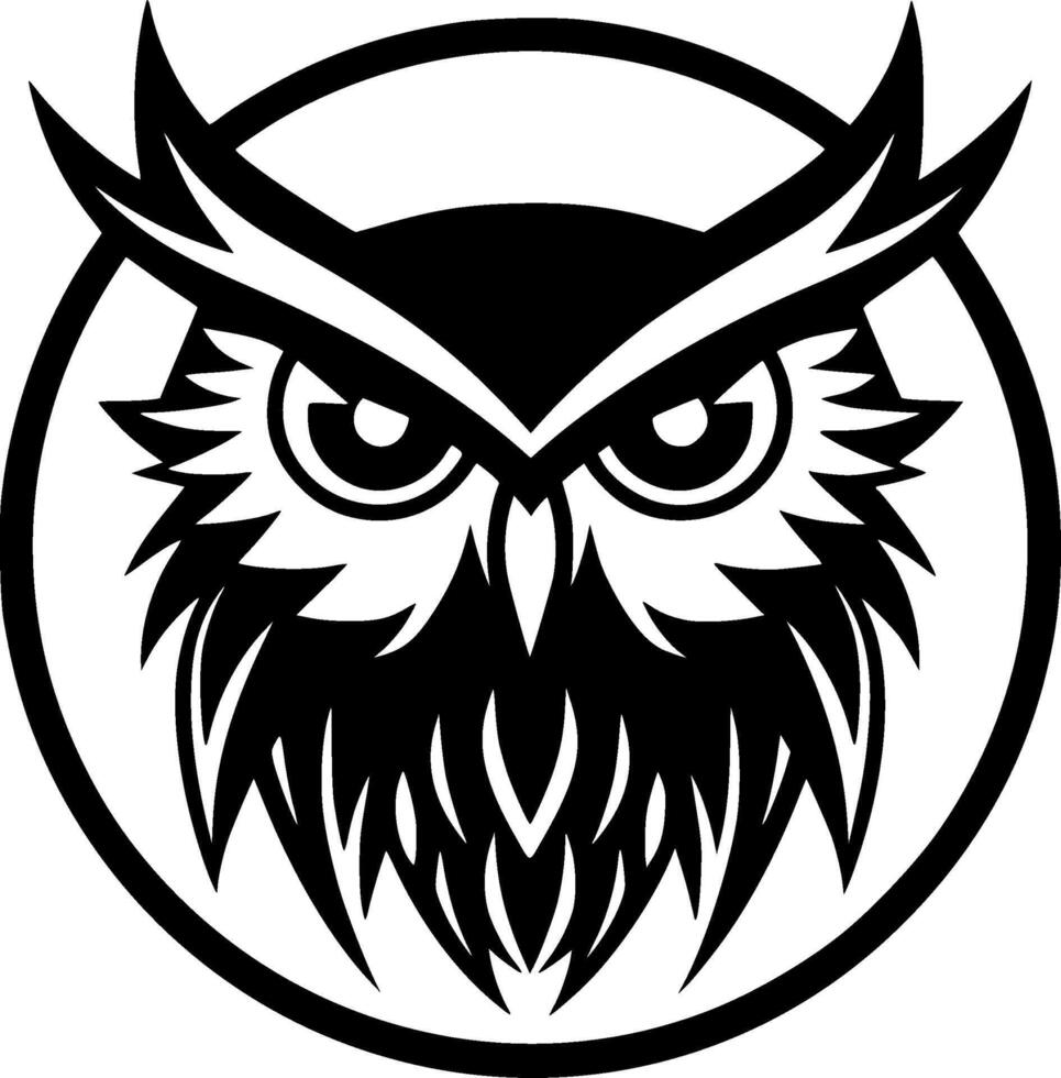 Owl - Black and White Isolated Icon - Vector illustration