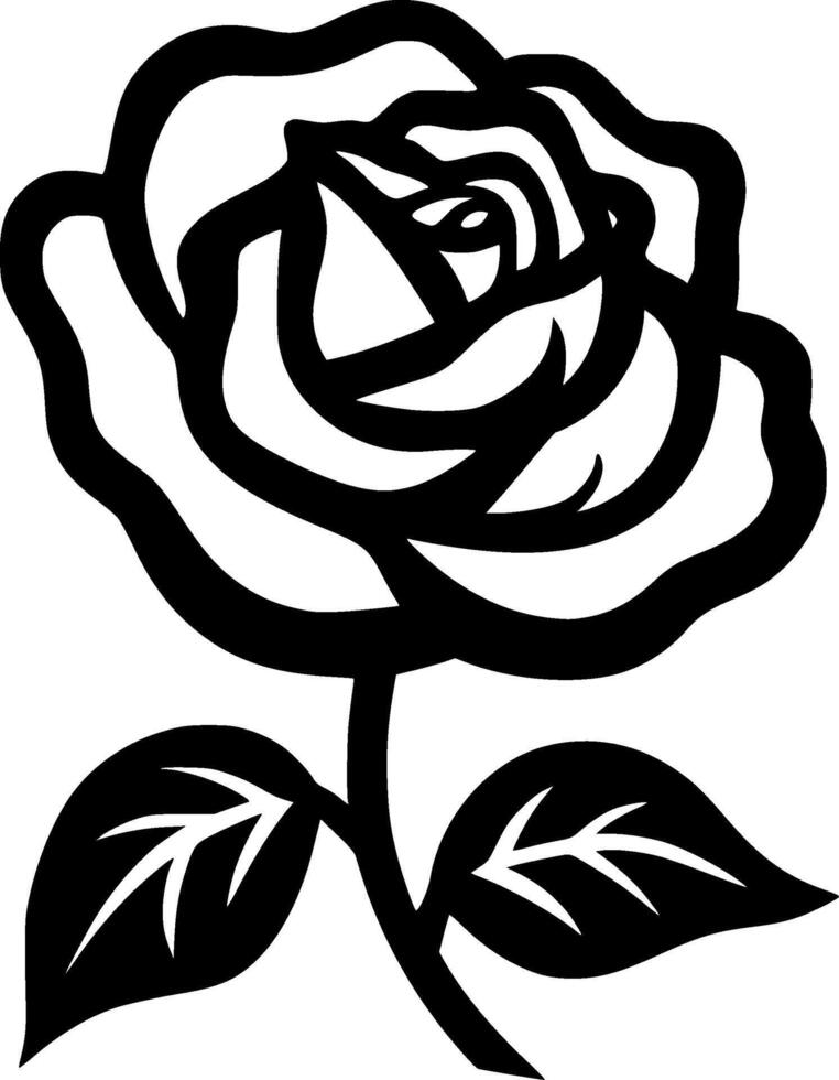 Rose - Black and White Isolated Icon - Vector illustration