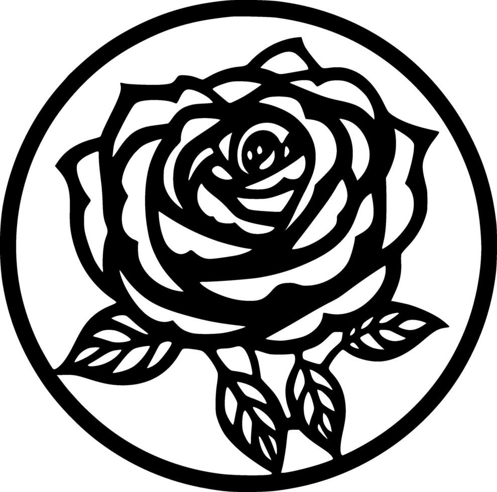 Rose, Black and White Vector illustration