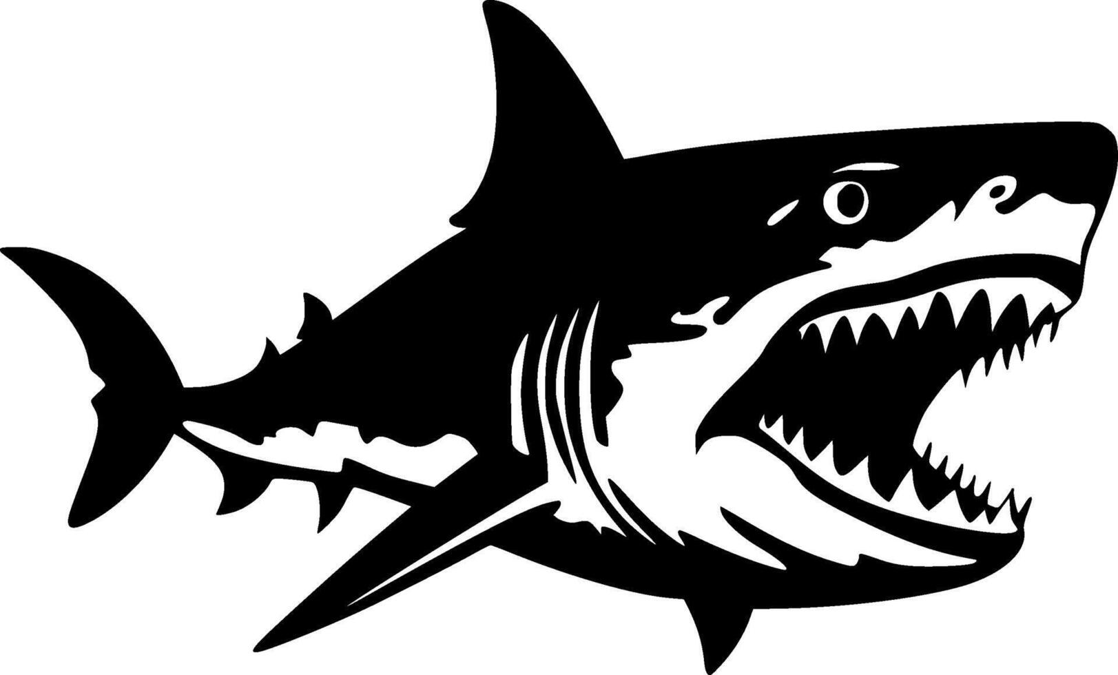 Shark, Black and White Vector illustration