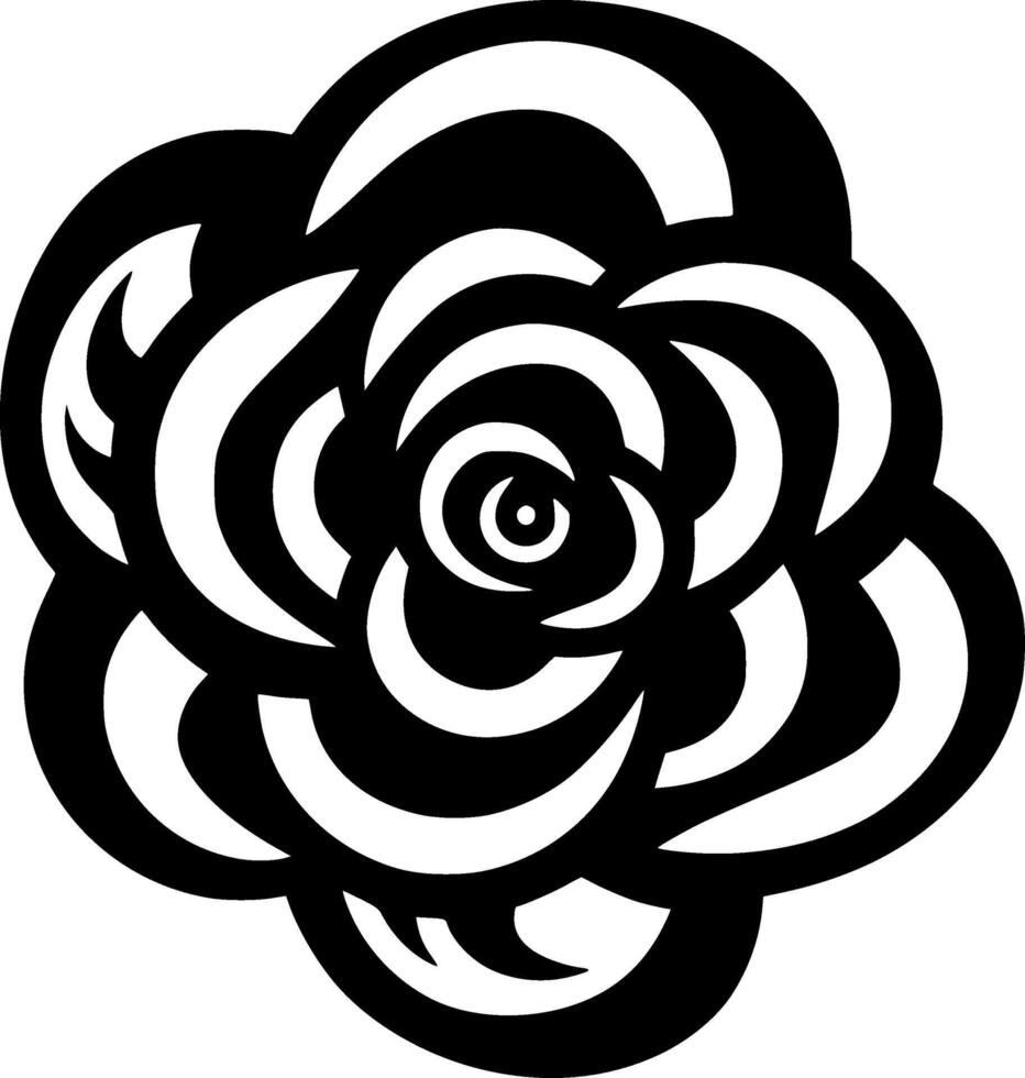 Rosa - negro y blanco aislado icono - vector ilustración