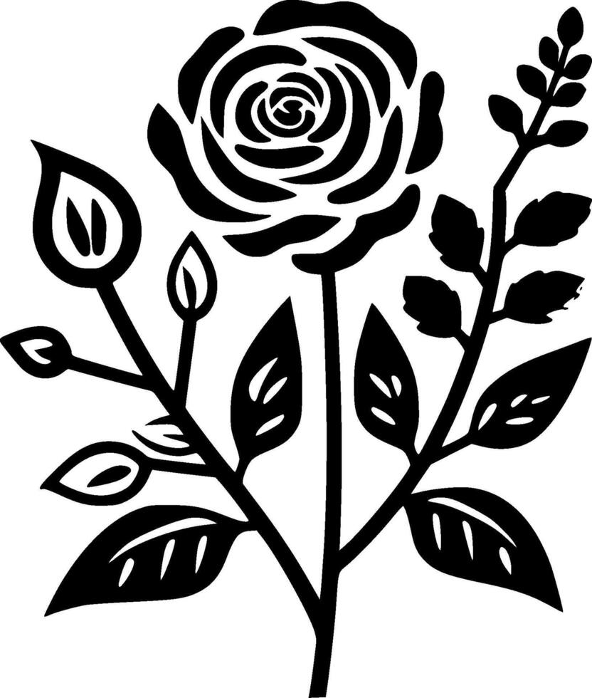 Roses - Black and White Isolated Icon - Vector illustration