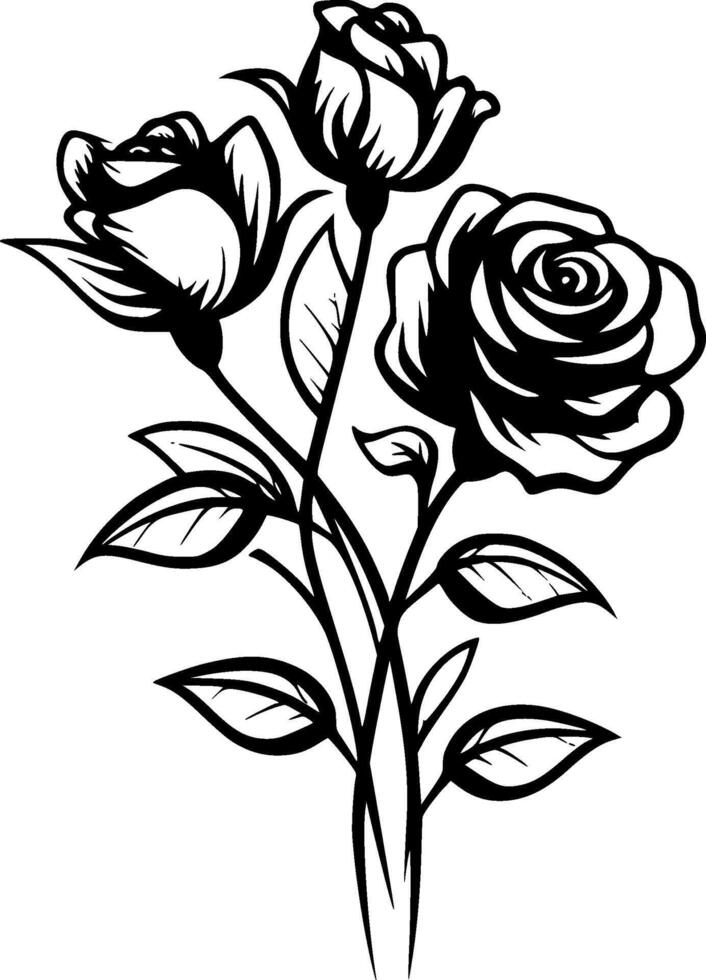 Roses, Minimalist and Simple Silhouette - Vector illustration