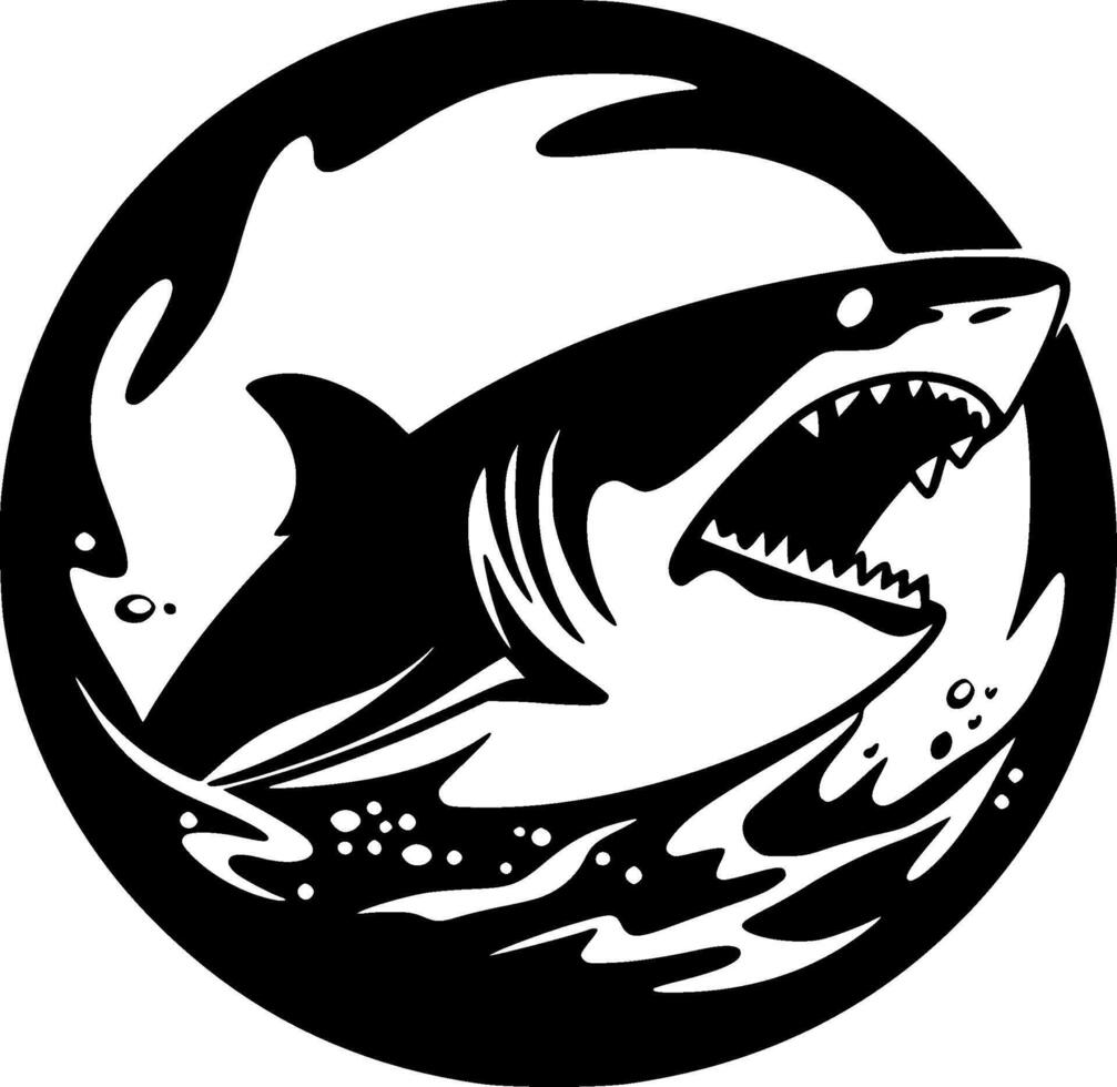 Shark, Black and White Vector illustration