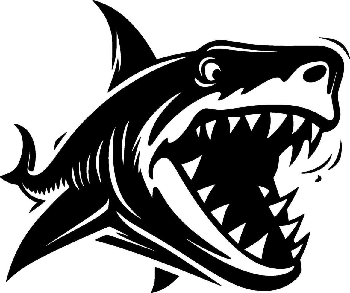 Shark, Black and White Vector illustration