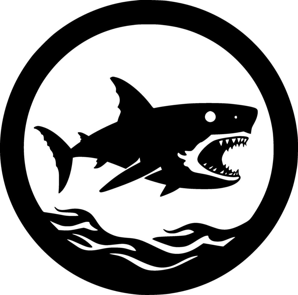 Shark - Black and White Isolated Icon - Vector illustration