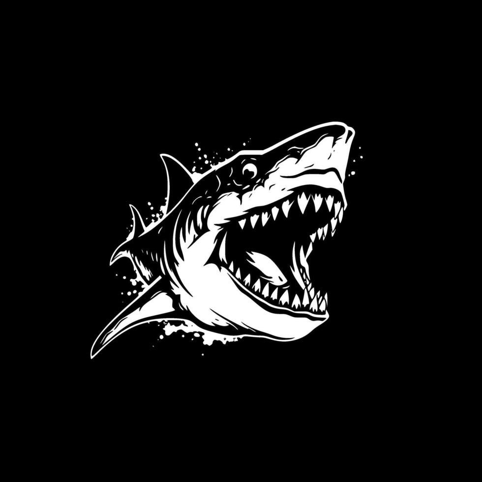 Shark - Black and White Isolated Icon - Vector illustration