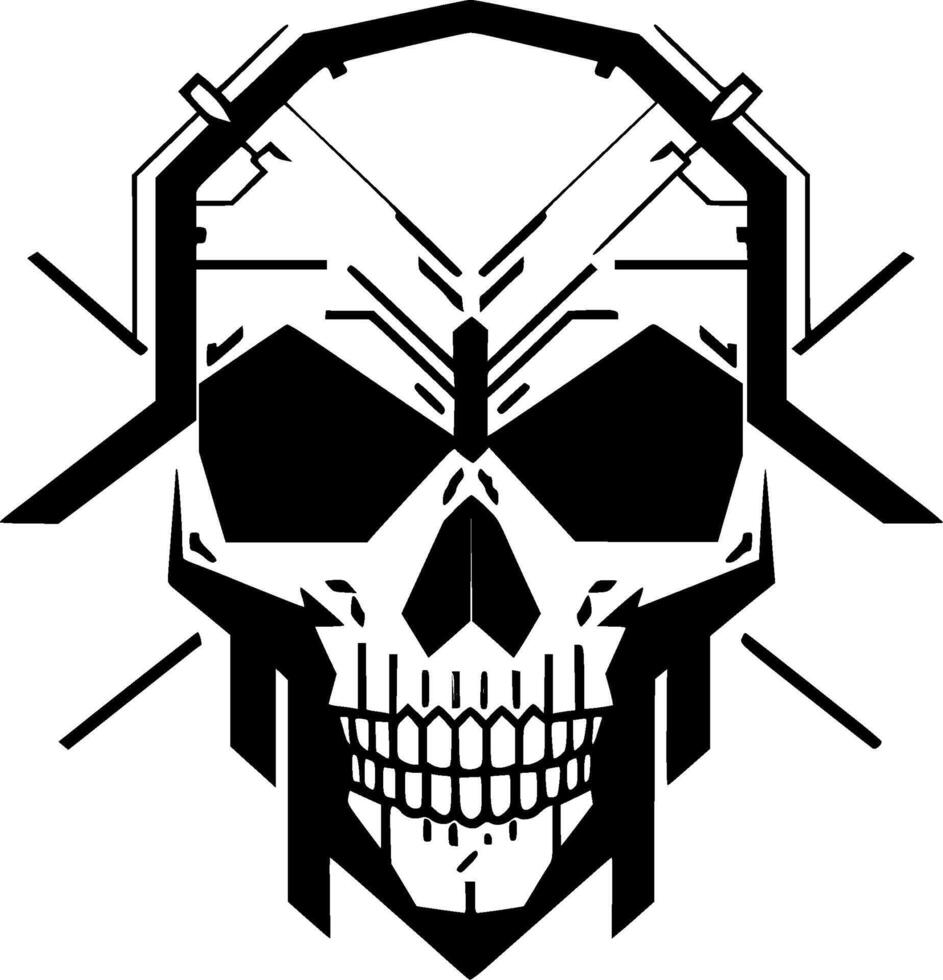 Skull, Black and White Vector illustration