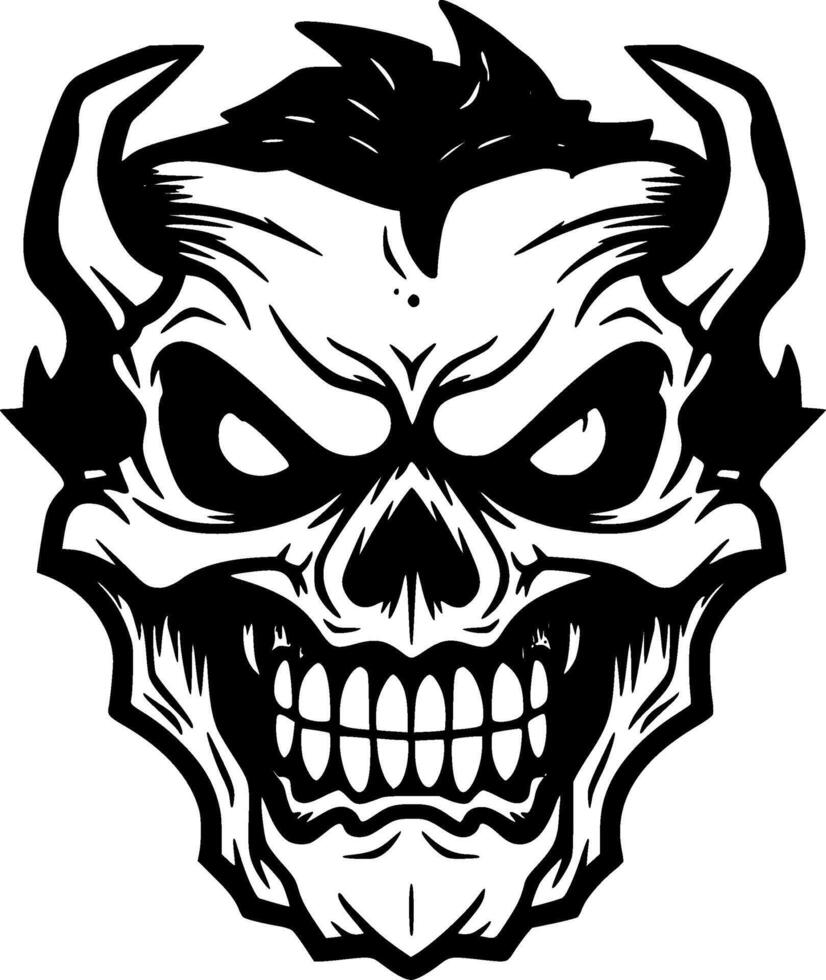 Skull, Black and White Vector illustration