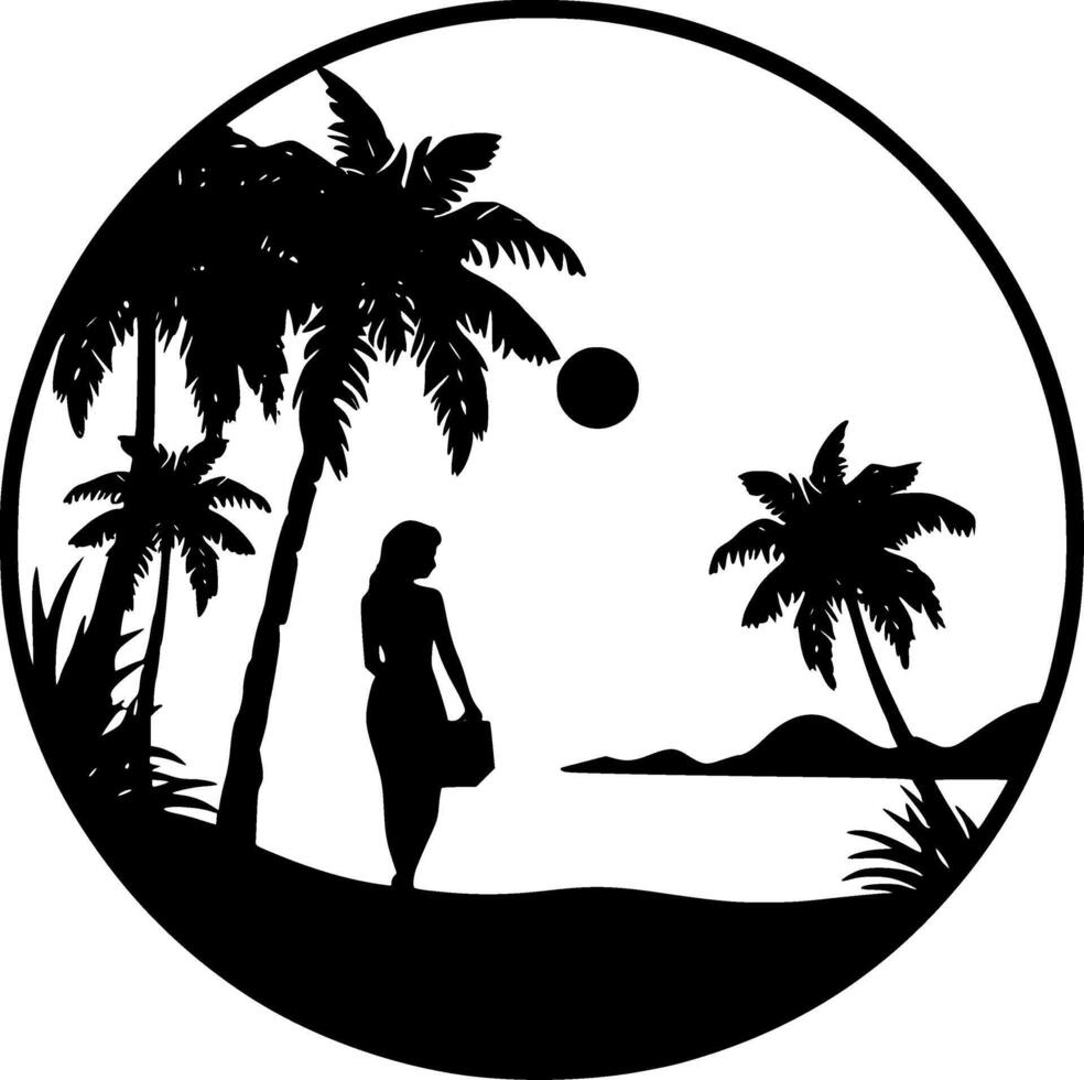 Summer, Black and White Vector illustration