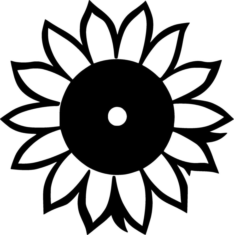 Sunflower, Black and White Vector illustration