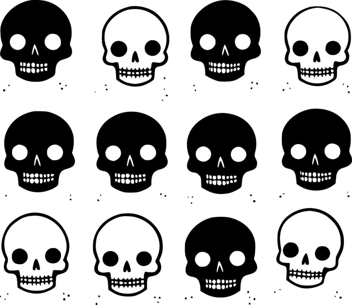 Skulls - Black and White Isolated Icon - Vector illustration