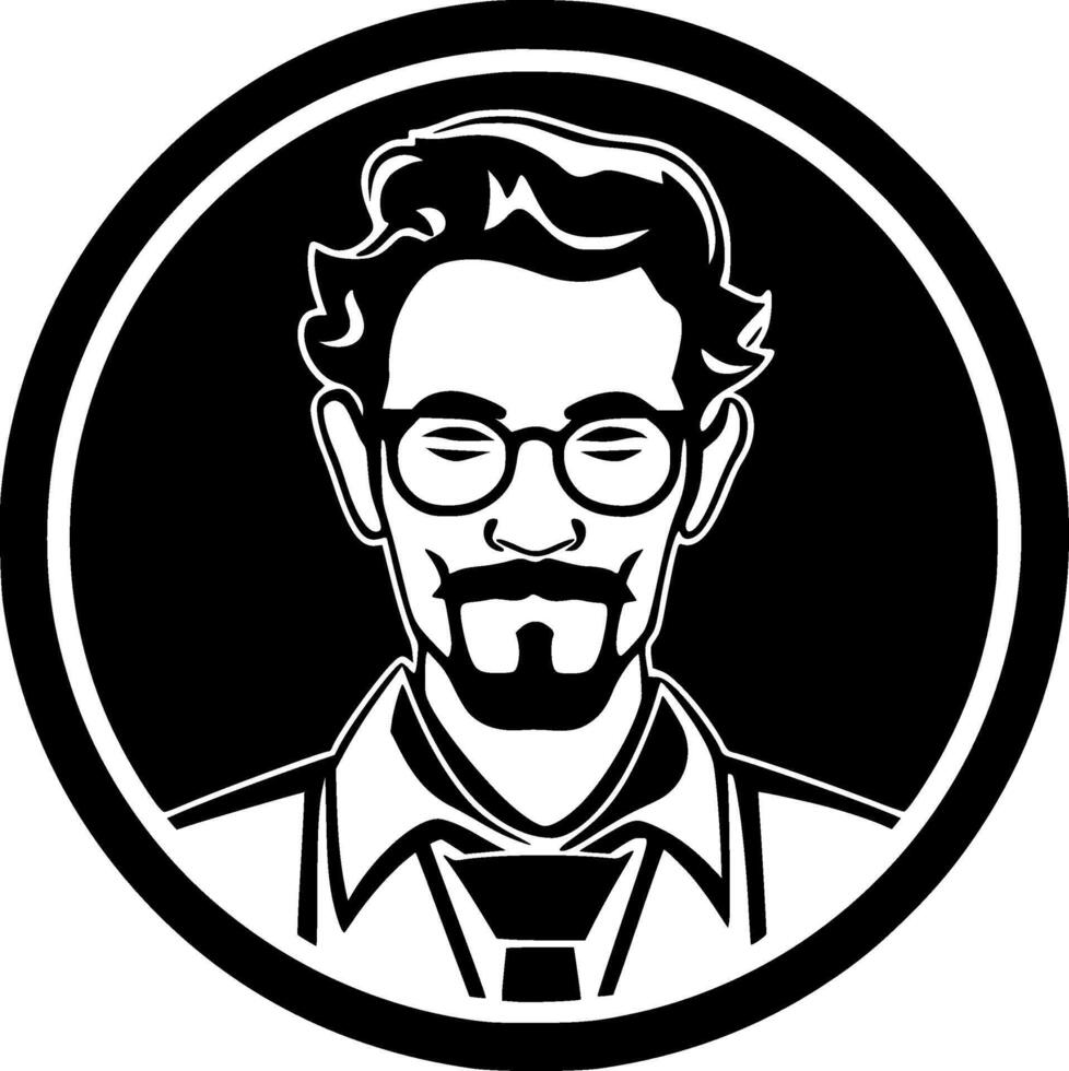 Teacher, Black and White Vector illustration