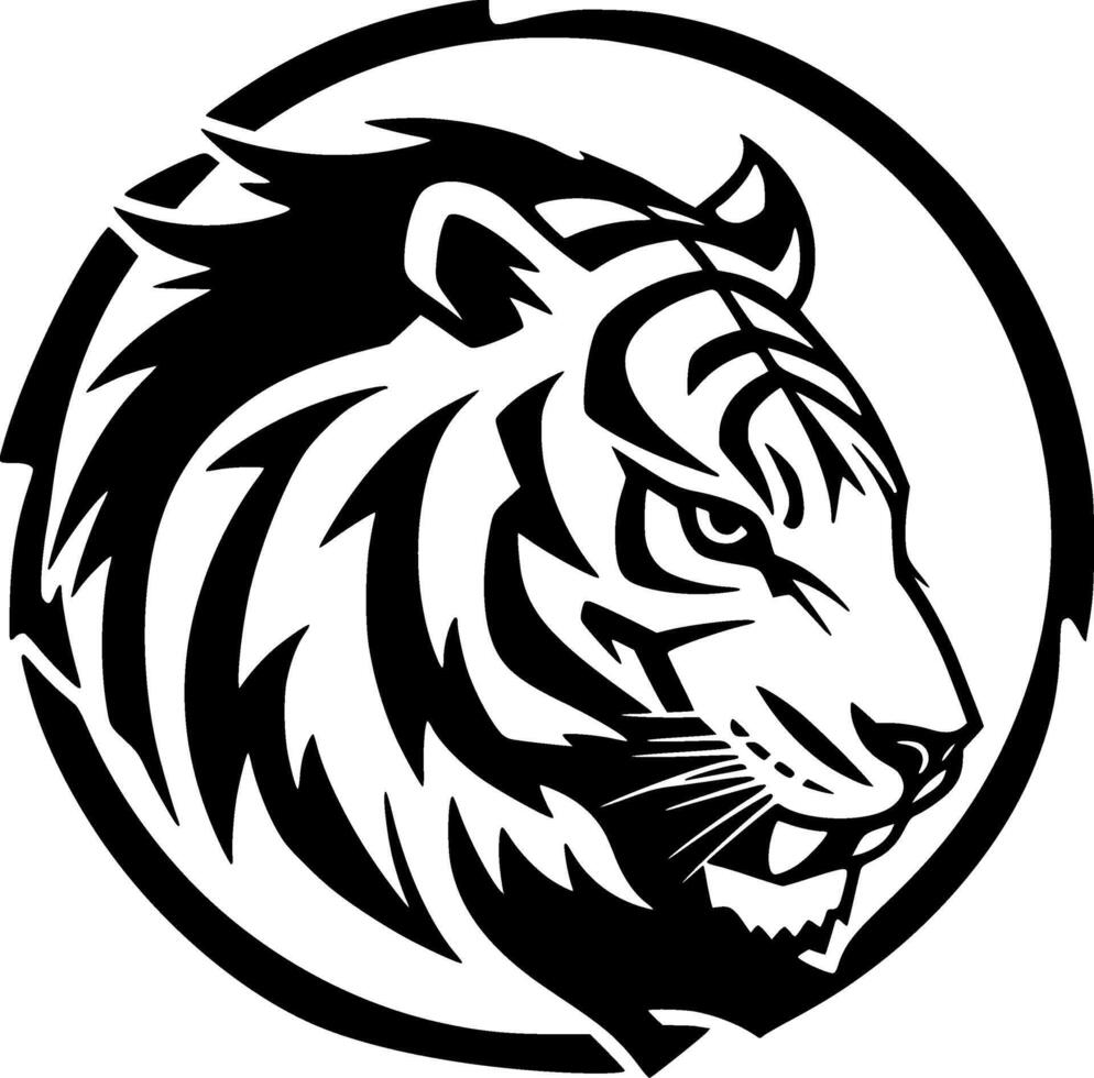 Tiger - Black and White Isolated Icon - Vector illustration