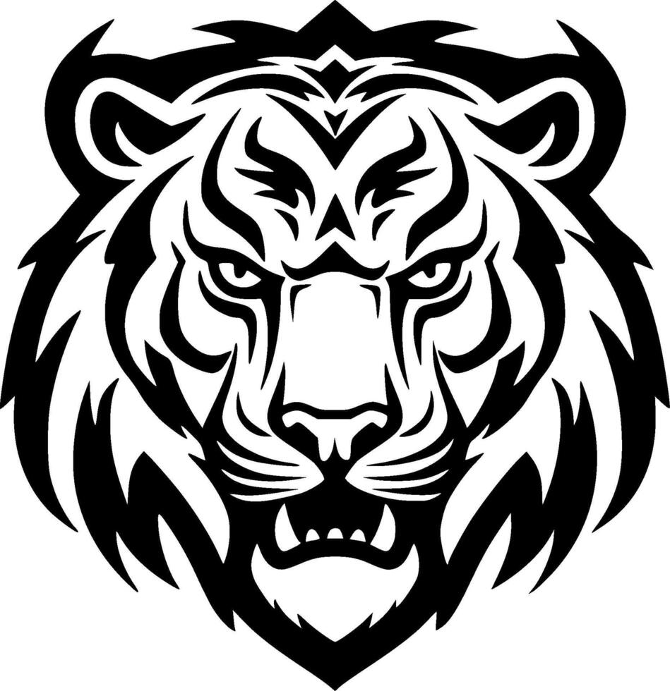 Tiger, Black and White Vector illustration