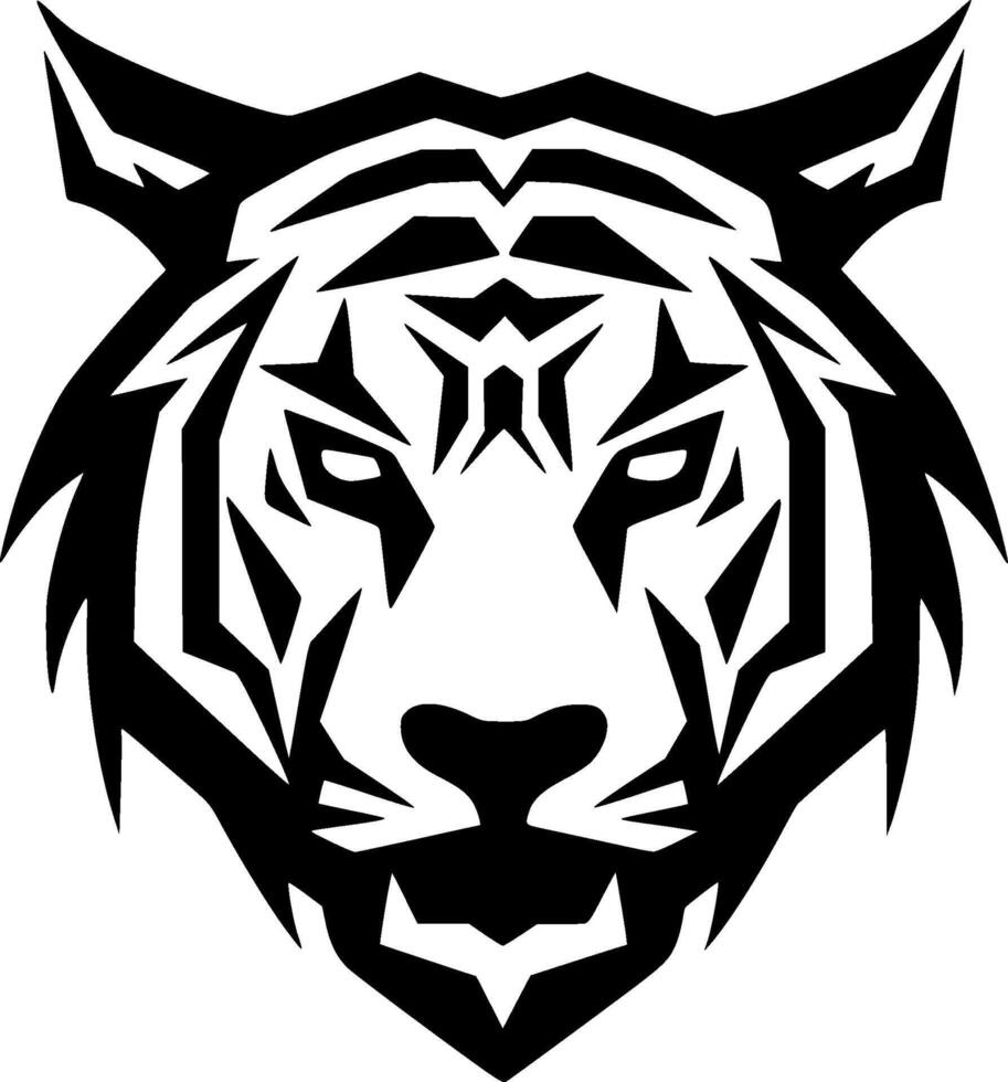 Tiger - Black and White Isolated Icon - Vector illustration