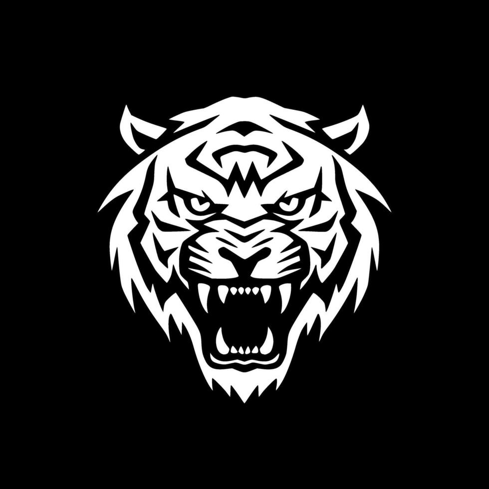 Tigre - negro y blanco aislado icono - vector ilustración