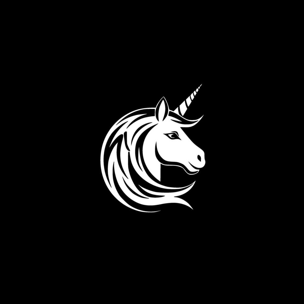 Unicorn, Black and White Vector illustration