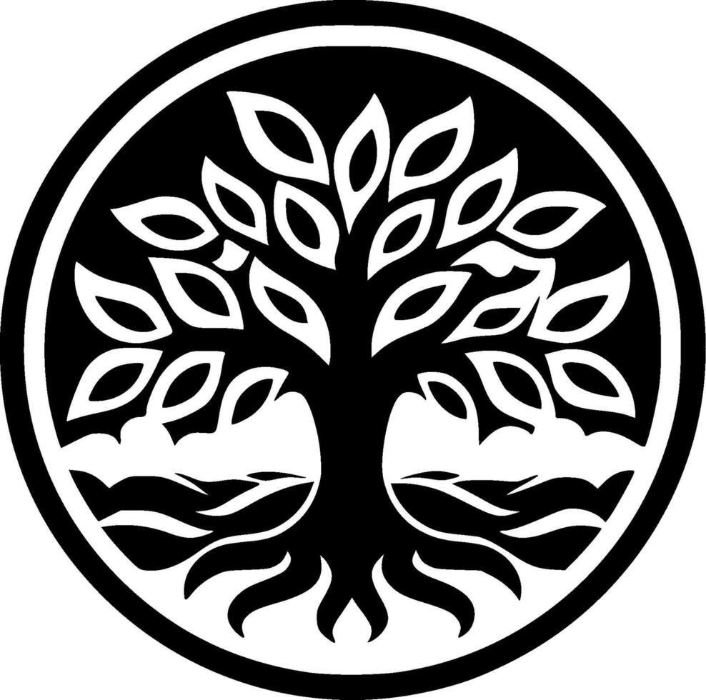 árbol de vida, negro y blanco vector ilustración