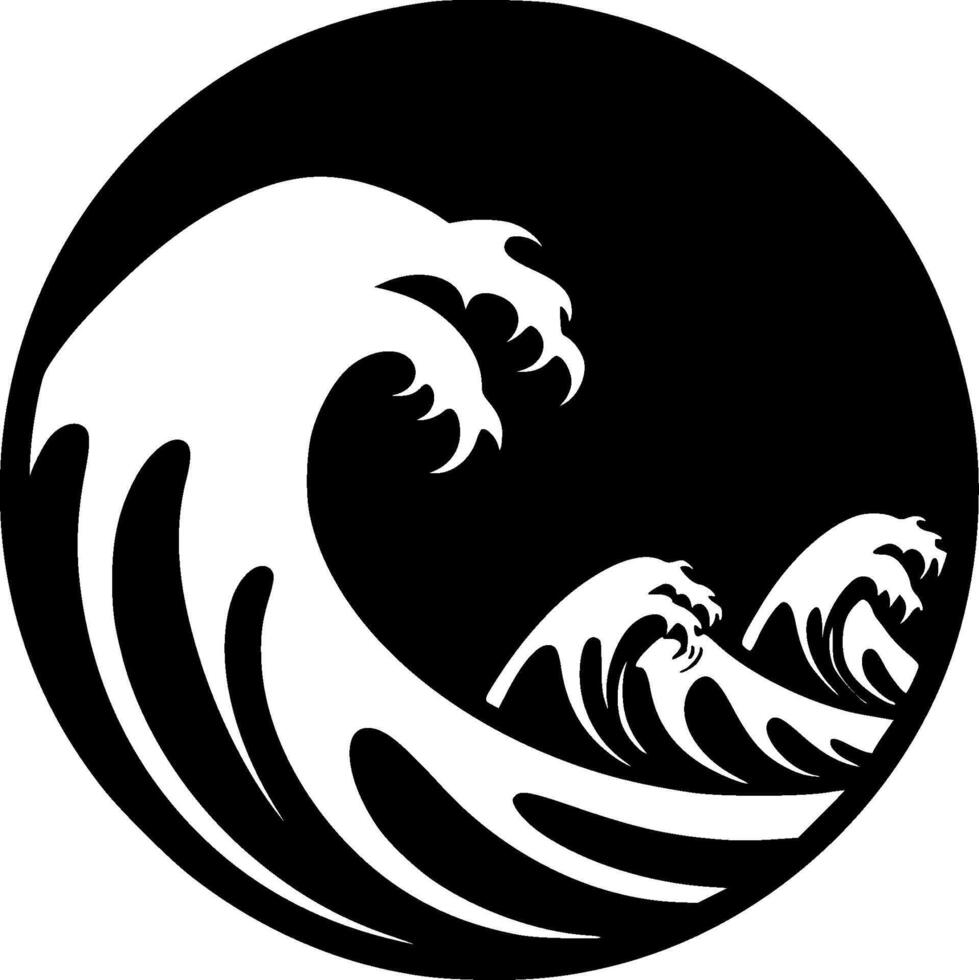 Waves, Black and White Vector illustration