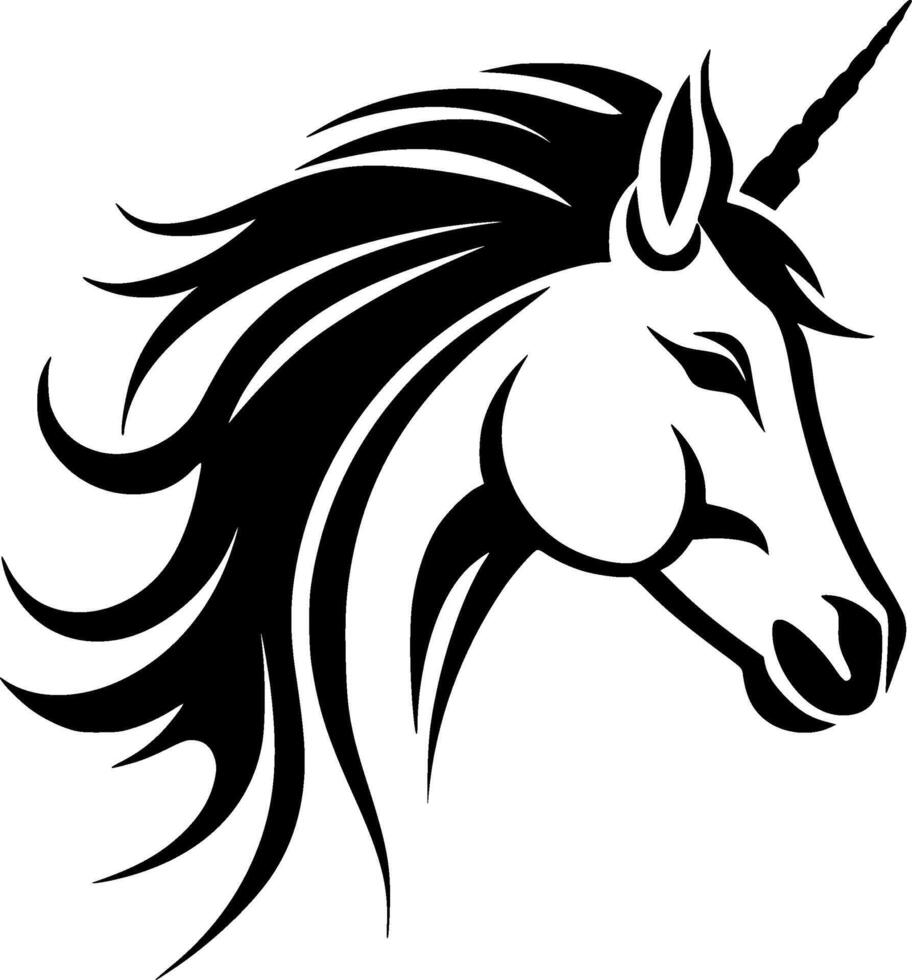 Unicorn, Black and White Vector illustration