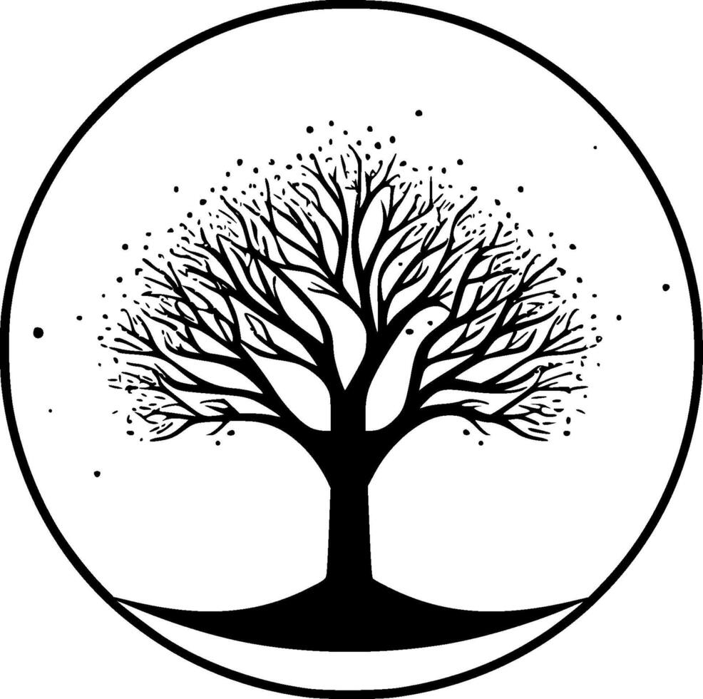 árbol - negro y blanco aislado icono - vector ilustración