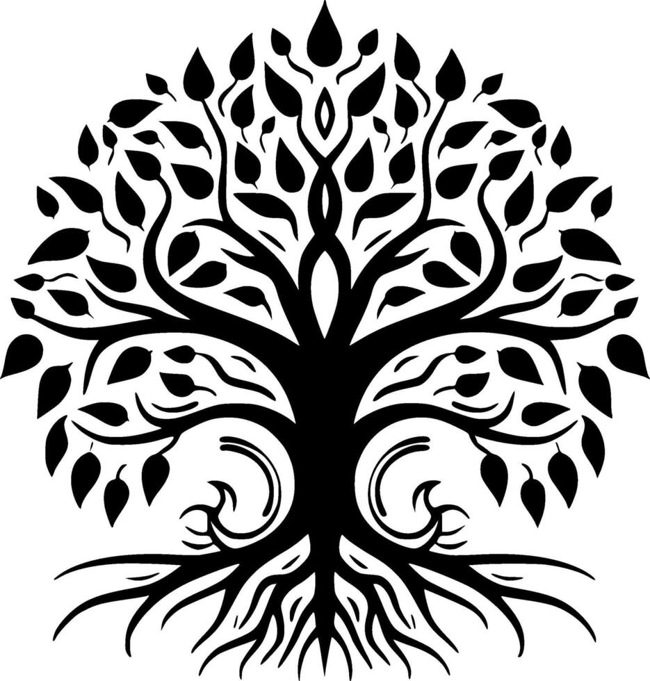 árbol, negro y blanco vector ilustración