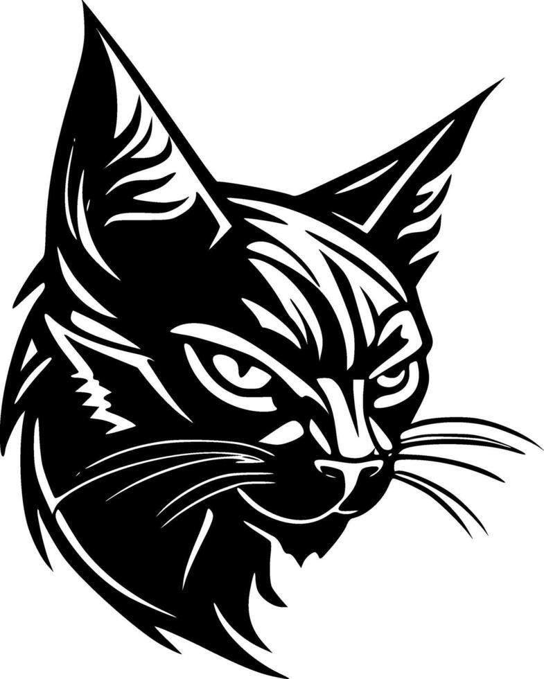 gato montés - negro y blanco aislado icono - vector ilustración