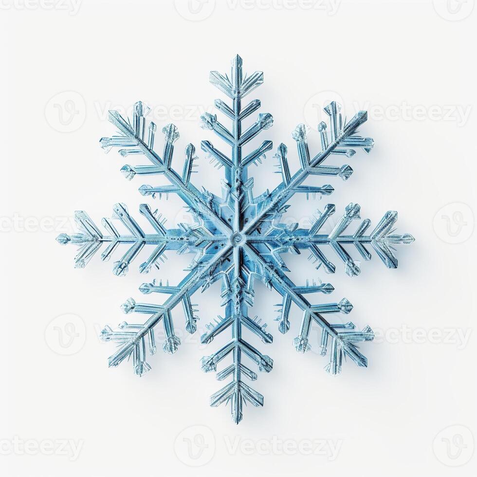 AI generated Beautiful Detailed Snowflake on White Background. Winter, Snow, Frozen photo