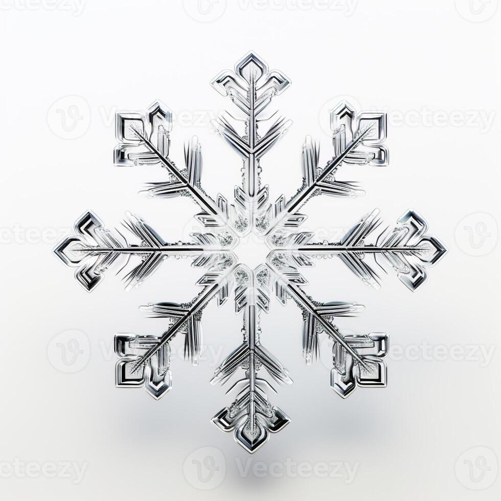 AI generated Beautiful Detailed Snowflake on White Background. Winter, Snow, Frozen photo