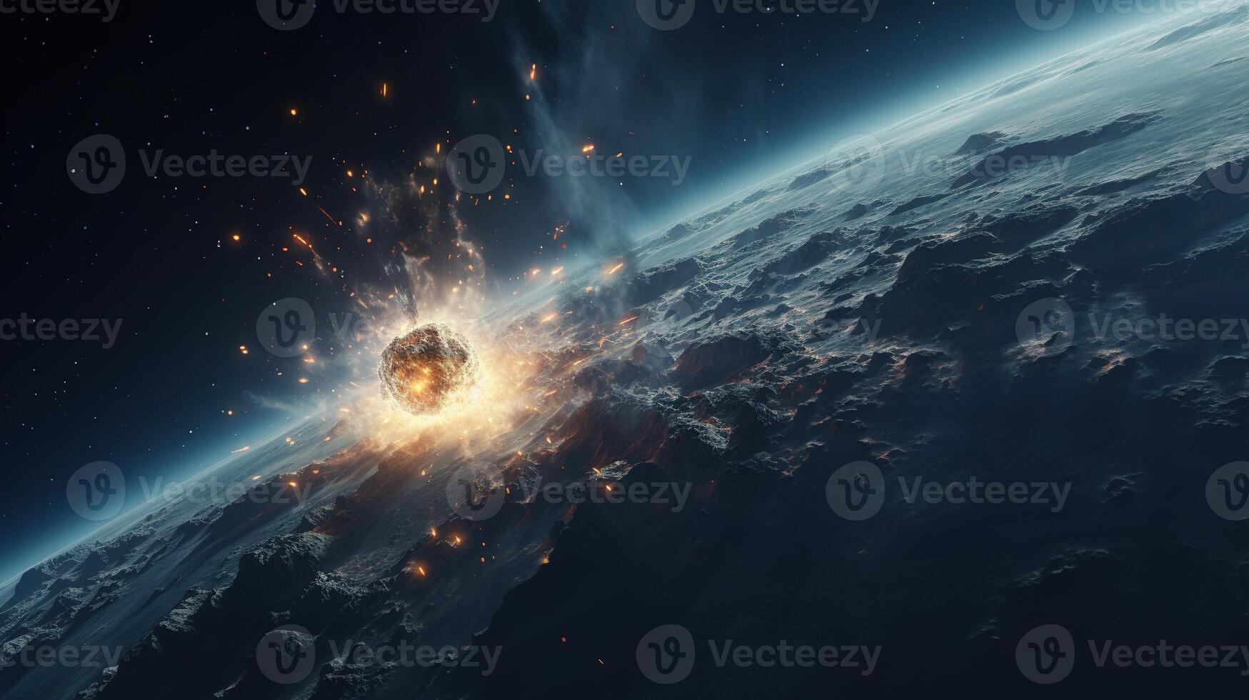 AI generated Meteor in Space. Celestial, Cosmic, Astronomy, Interstellar, Meteorid, Astral photo