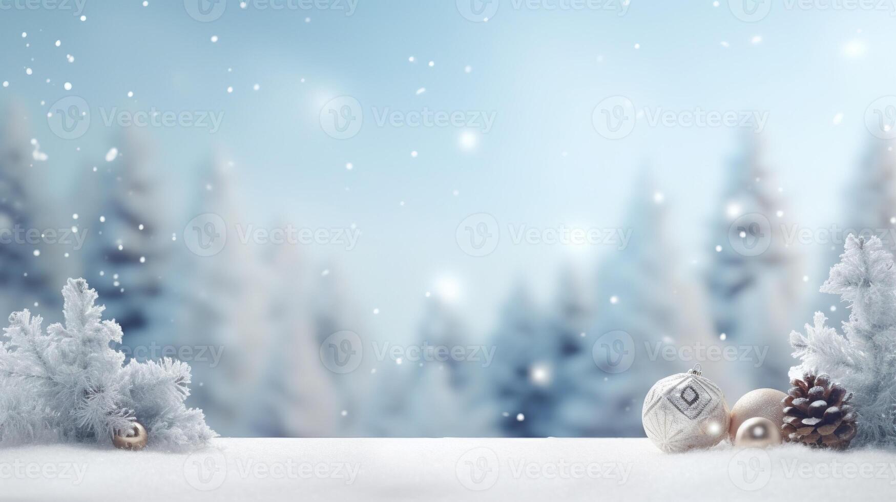 AI generated Winter Background with Copy Space. Winter, Snow, Snowflakes, Snowflake, Ice, Frozen, Decorations photo