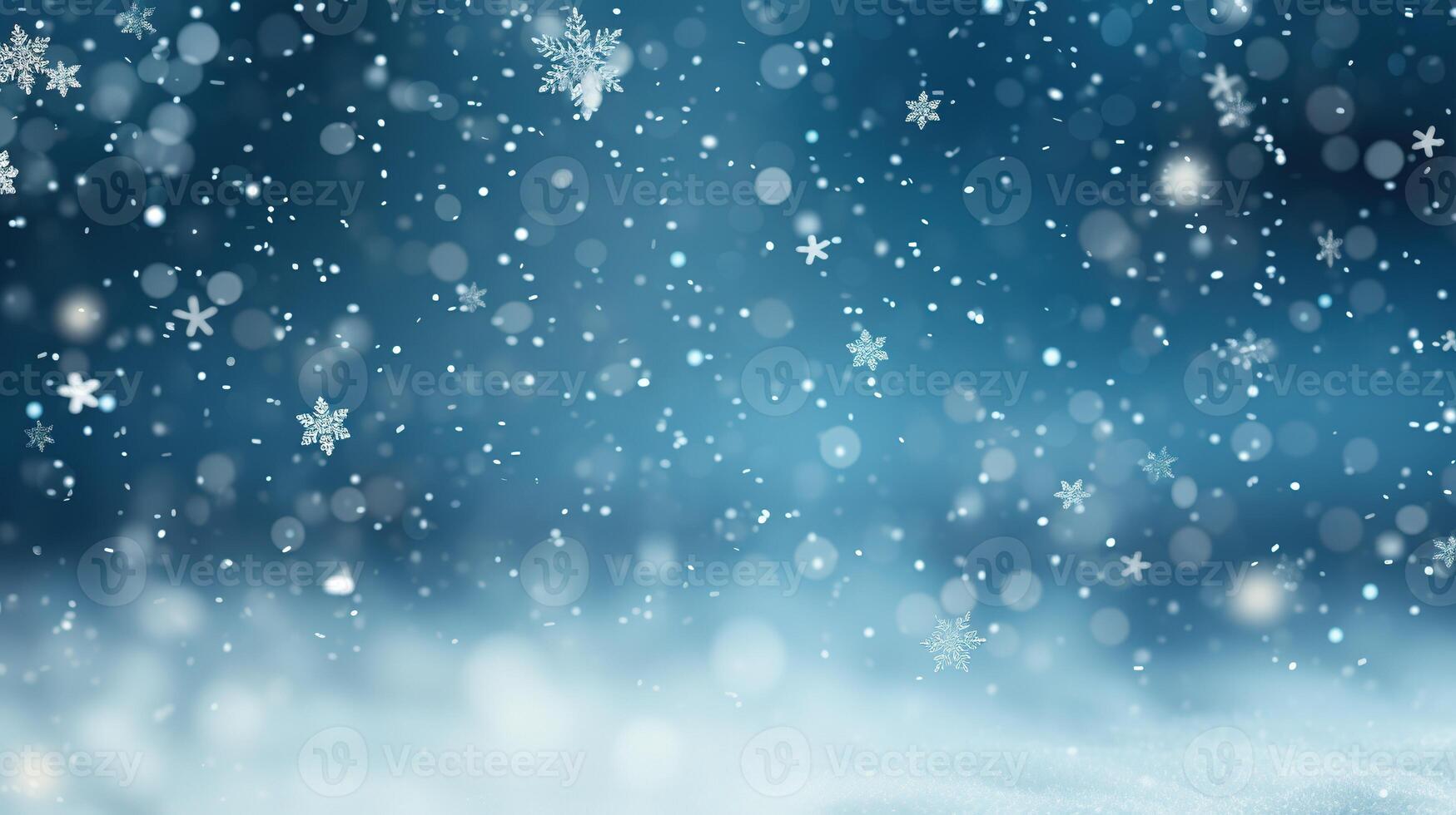 AI generated Winter Background with Copy Space. Winter, Snow, Snowflakes, Snowflake, Ice, Frozen, Decorations photo