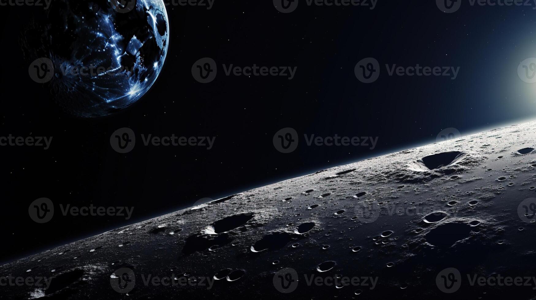 AI generated Moon in Space. Celestial, Lunar, Cosmic, Night, Astronomy, Universe, Moonlight photo