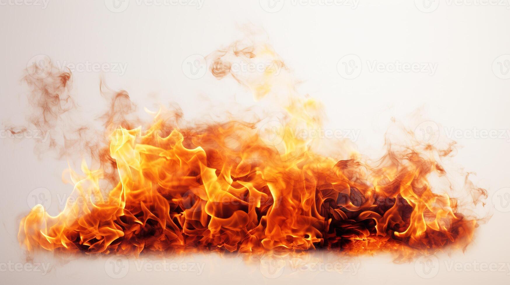 AI generated Fire on White Background. Flame, Hot, Burn, Inferno photo