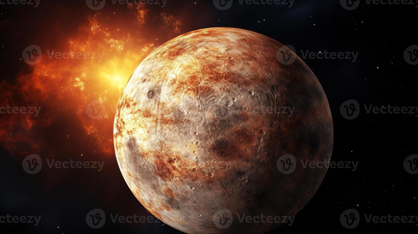 AI generated Mercury Planet in Space. Celestial, Cosmic, Solar System, Astronomy, Universe, Galactic, Planetary photo