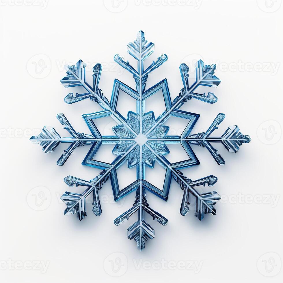 AI generated Beautiful Detailed Snowflake on White Background. Winter, Snow, Frozen photo