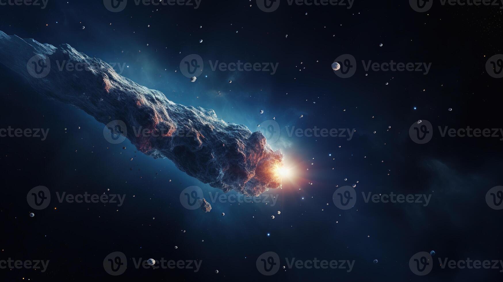 AI generated Meteor in Space. Celestial, Cosmic, Astronomy, Interstellar, Meteorid, Astral photo