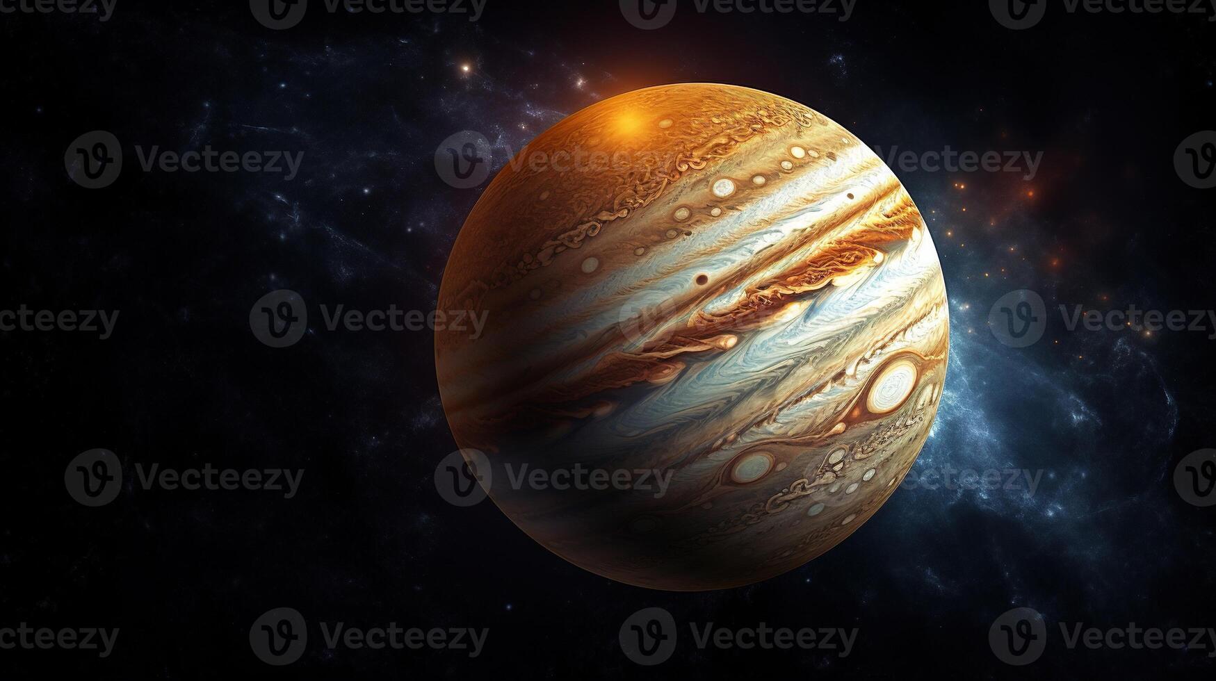 AI generated Jupiter Planet in Space. Celestial, Cosmic, Solar System, Astronomy, Universe, Galactic, Planetary photo