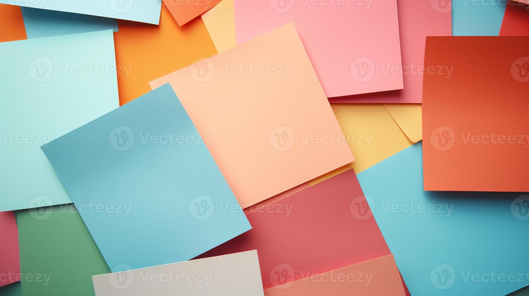 AI generated Blank Colorful Papers. Note, Paper, Color, Copy Space, Sticky Note, Notes, Memo, Rainbow, Reminder photo