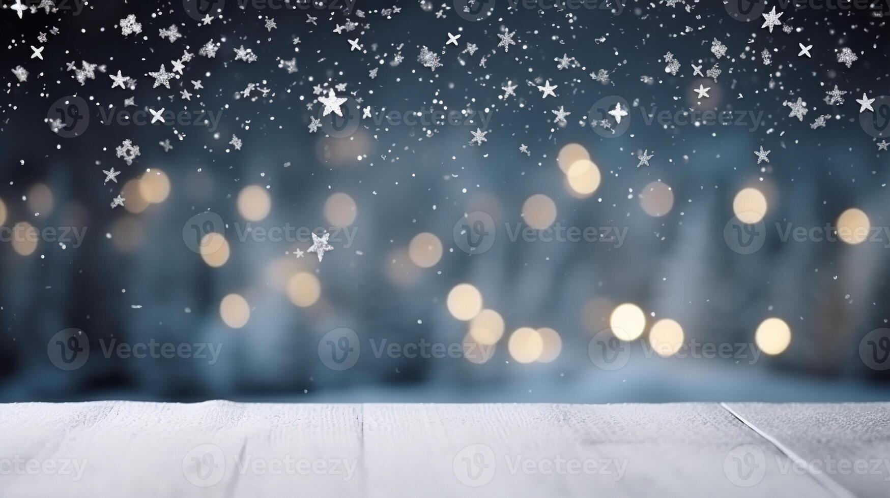 AI generated Winter Background with Copy Space. Winter, Snow, Snowflakes, Snowflake, Ice, Frozen, Decorations photo
