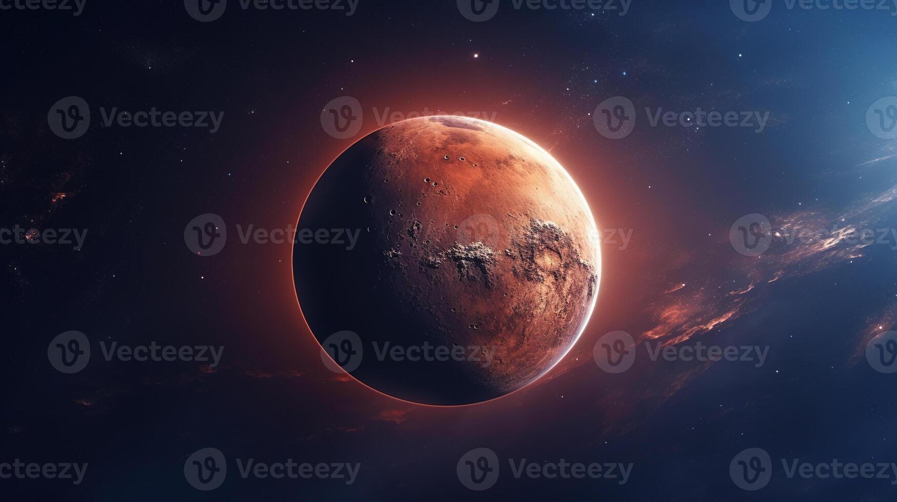 AI generated Mars Planet in Space. Celestial, Cosmic, Solar System, Astronomy, Universe, Galactic, Planetary photo