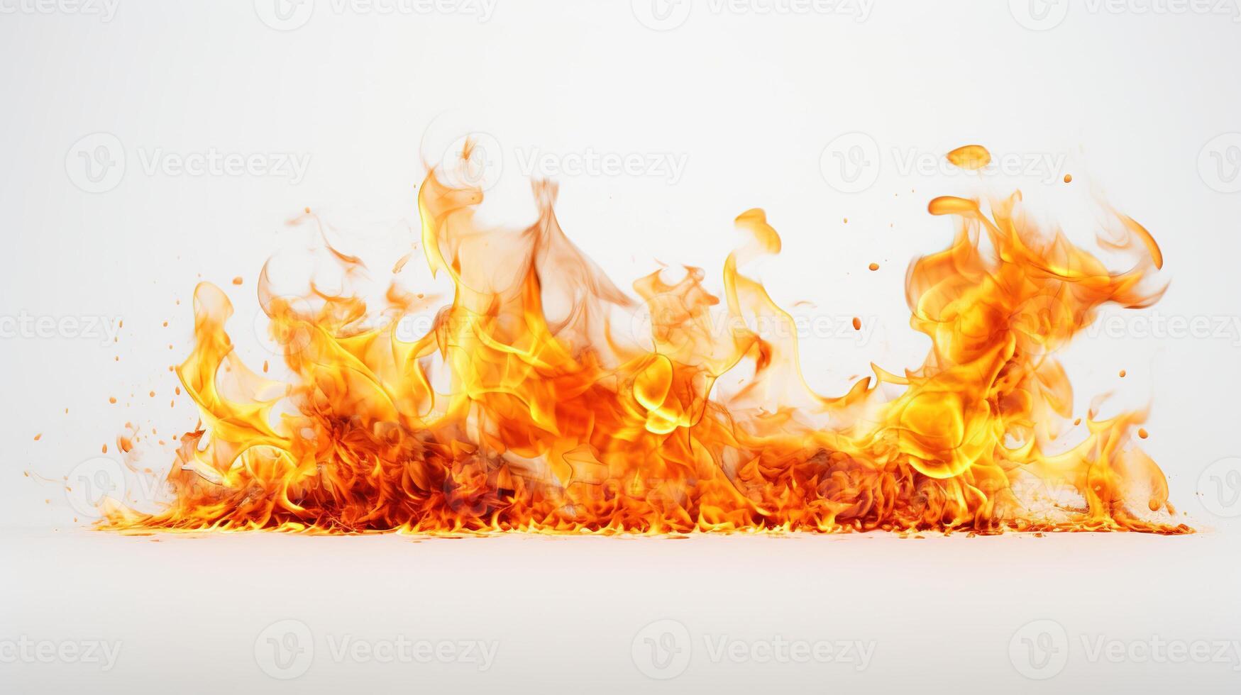 AI generated Fire on White Background. Flame, Hot, Burn, Inferno photo