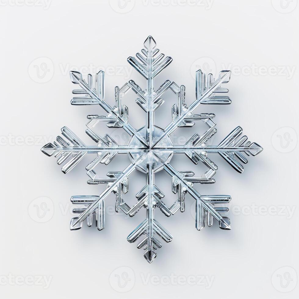 AI generated Beautiful Detailed Snowflake on White Background. Winter, Snow, Frozen photo
