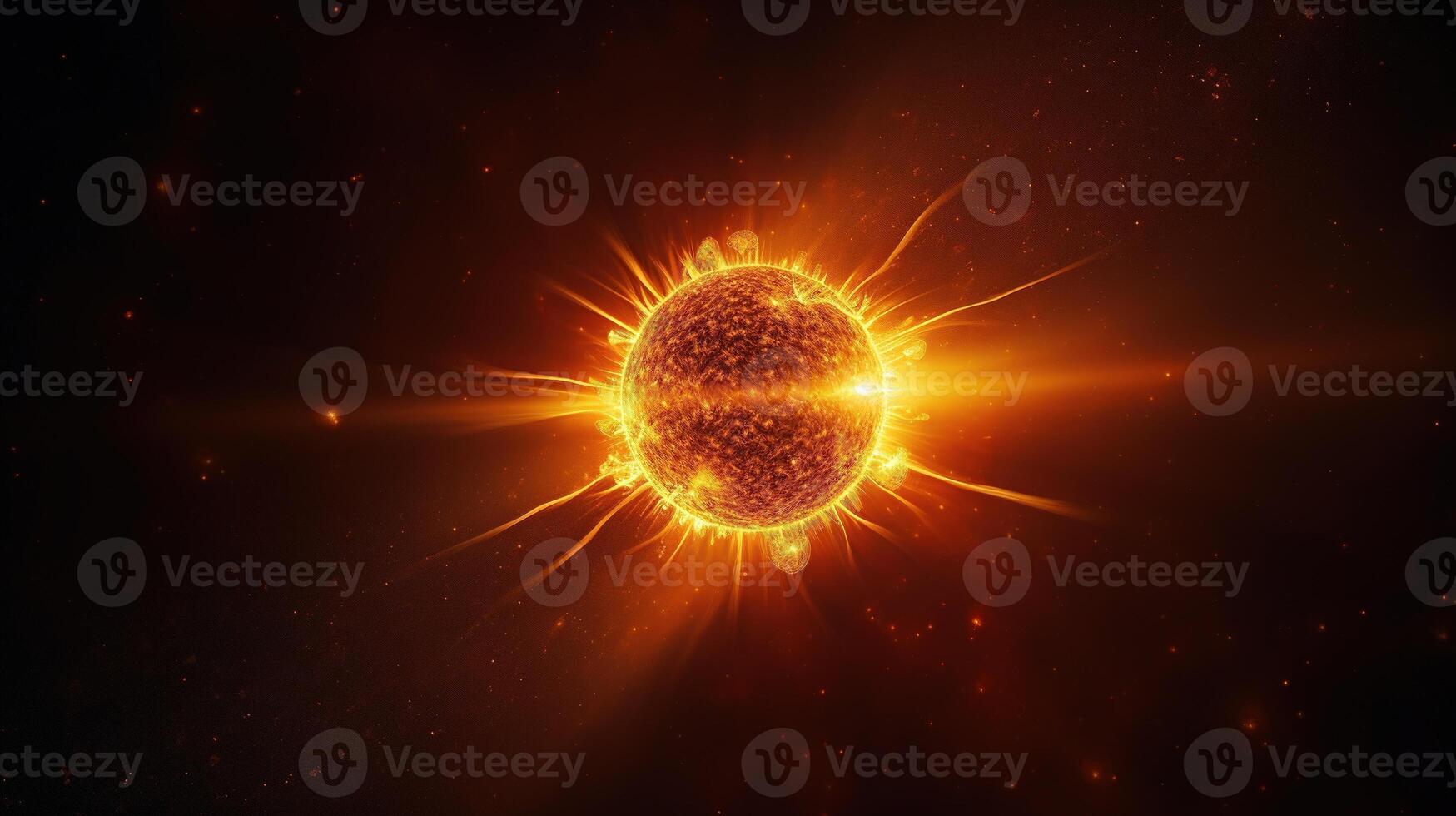 AI generated Sun in Space. Celestial, Cosmic, Solar, Star, Astronomy, Universe, Glowing, Radiant, Sunlight photo