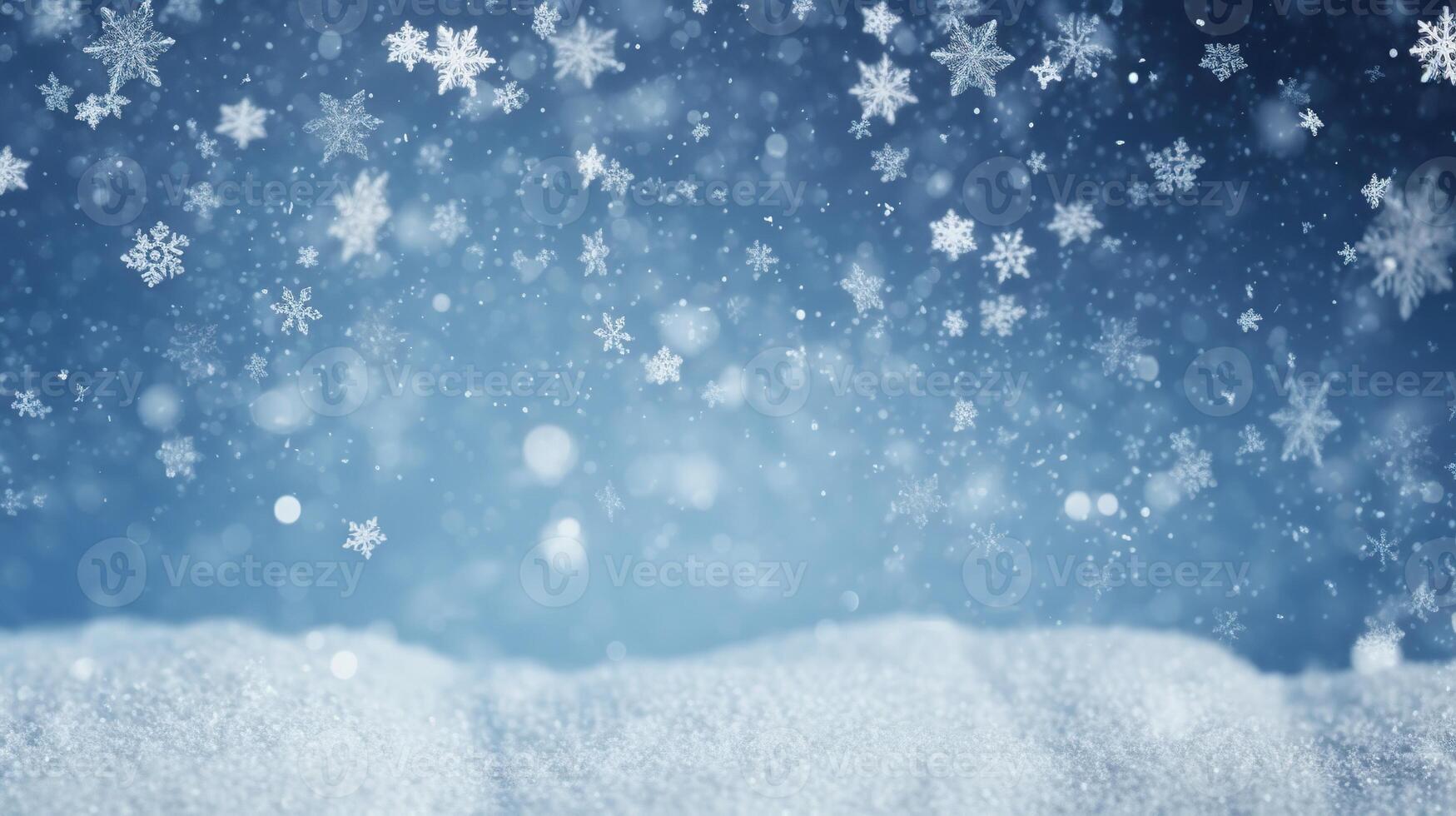 AI generated Winter Background with Copy Space. Winter, Snow, Snowflakes, Snowflake, Ice, Frozen, Decorations photo