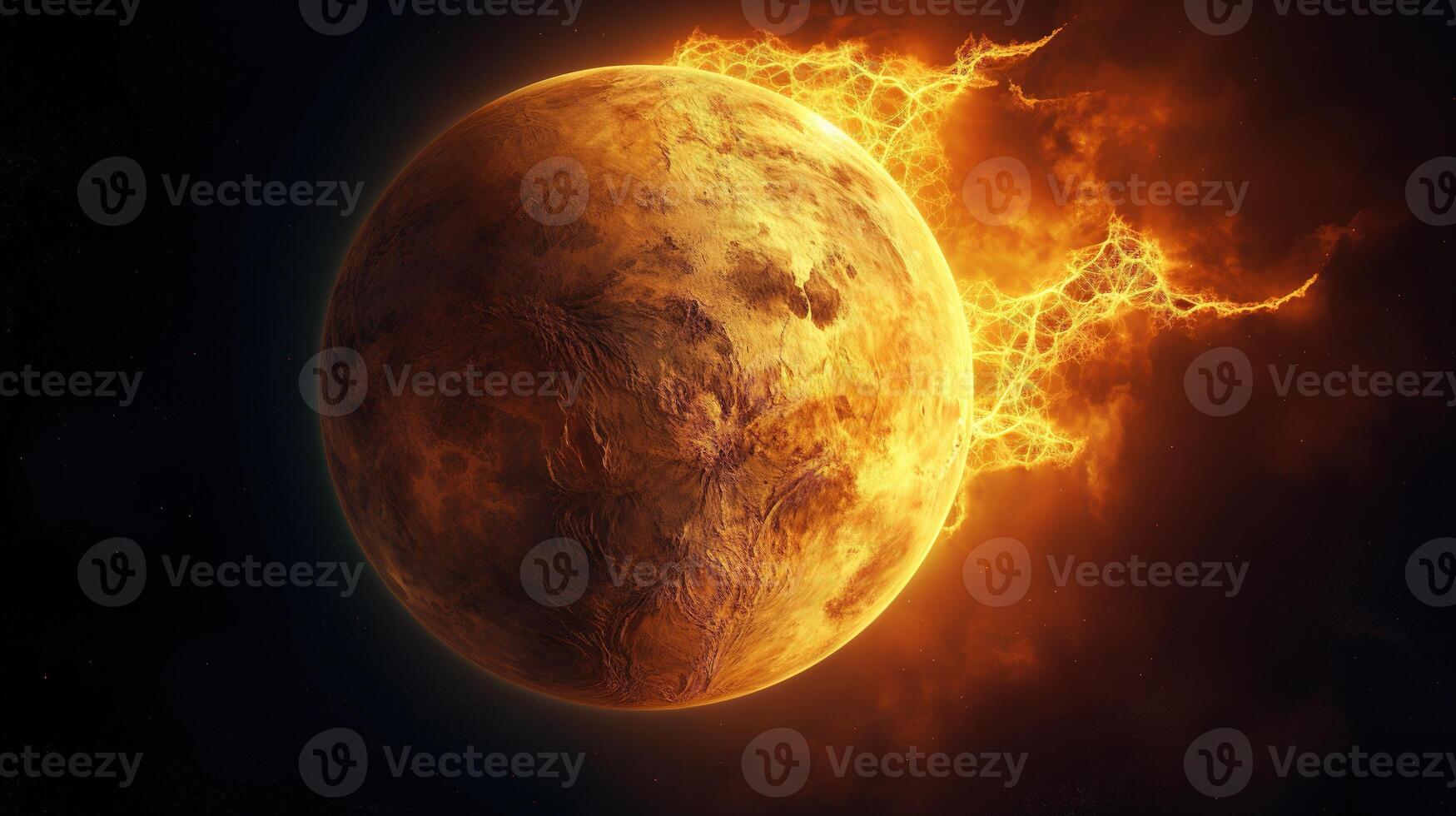 AI generated Venus Planet in Space. Celestial, Cosmic, Solar System, Astronomy, Universe, Galactic, Planetary photo